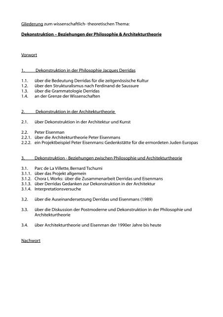Dekonstruktion – Beziehungen der Philosophie & Architekturtheorie ...