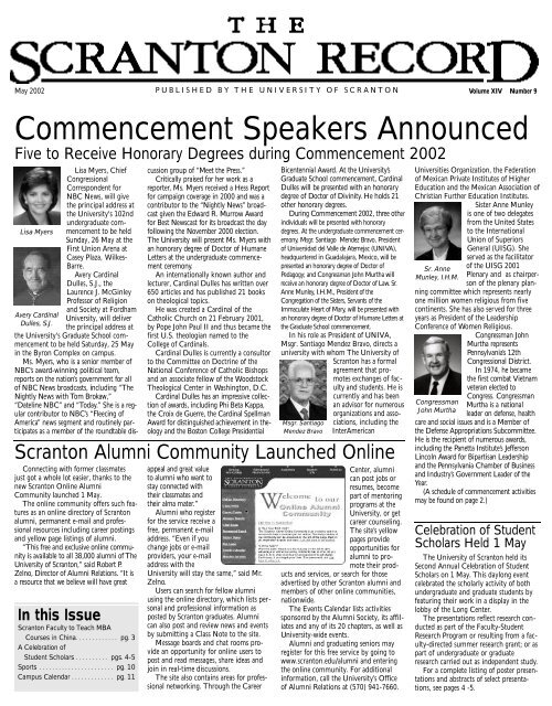 Commencement Speakers Announced - The University of Scranton