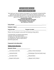 HOSTEL ADVENTURE PROGRAM EVALUATION FORM