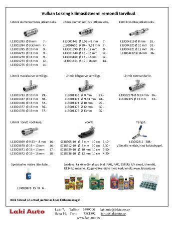 Vulkan Lokring kliimasüsteemi remondi tarvikud. - Laki Auto