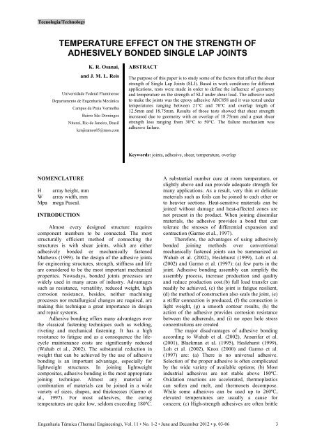 temperature effect on the strength of adhesively ... - demec - ufpr