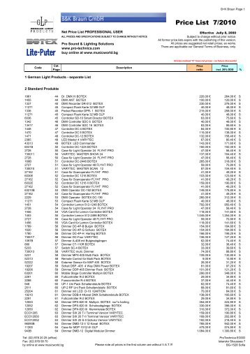 Price List 7/2010 - Musicworld.bg