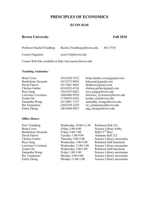 PRINCIPLES OF ECONOMICS - Brown University