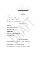 Brown University Corporate Finance (Economics 1720) Syllabus ...