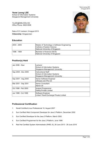 Yeow Leong LEE Education Position(s) - Singapore Management ...