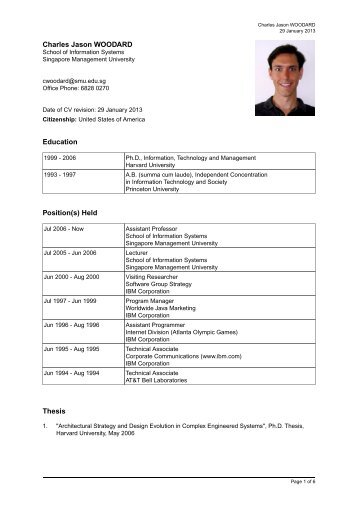 Charles Jason WOODARD Education Position(s) - Singapore ...