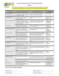 IBT Portfolio Rubric Grade 12 - North Park Secondary School