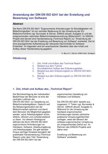 Anwendung der DIN EN ISO 9241 bei der Erstellung und Bewertung ...