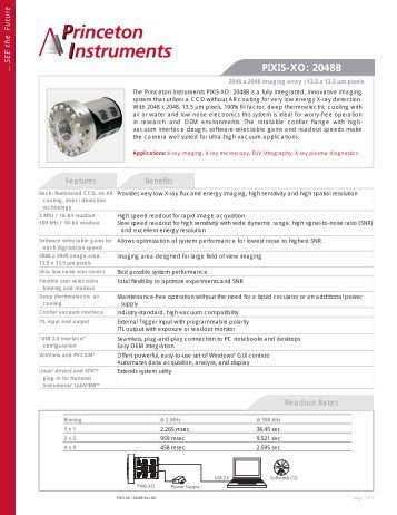 Princeton Instruments PIXIS-XO 2048B X-ray CCD Datasheet