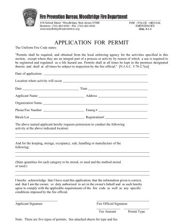 APPLICATION FOR PERMIT