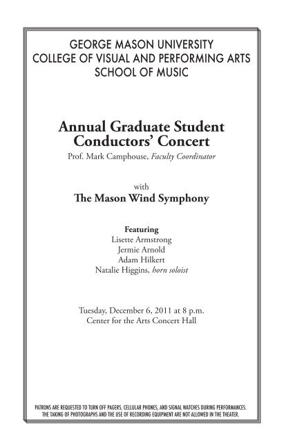 Annual Graduate Student Conductors - George Mason University ...