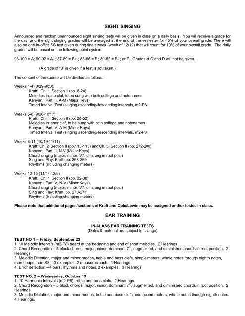 Sight Singing/Ear Trn II - George Mason University School of Music