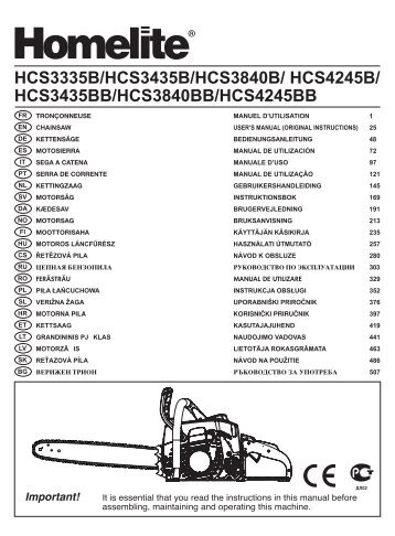 hcS3335B/hcS3435B/hcS3840B/ hcS4245B/ hcS3435BB ... - Ryobi