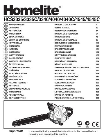 HCS3335/3335C/3340/4040/4040C/4545/4545C - Ryobi