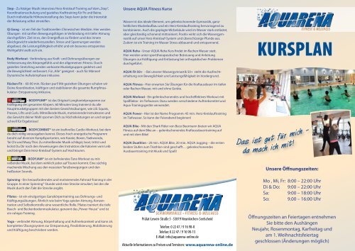 KURSPLAN - Aquarena Fitness & Wellness