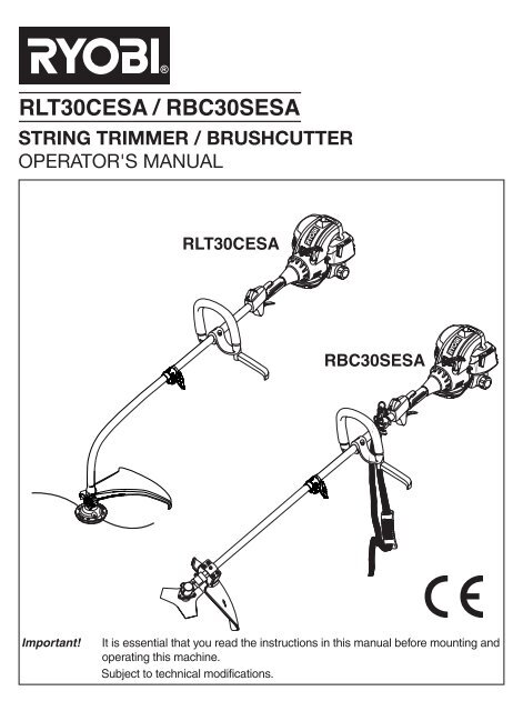 Ryobi RLT30CESA Petrol Grass Trimmer Manual - Tooled-Up.com