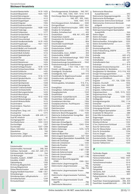 Hahn+Kolb-Werkzeugkatalog 2010/11 - Verzeichnisse