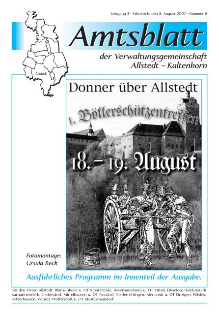 der Verwaltungsgemeinschaft Allstedt – Kaltenborn - Stadt Allstedt