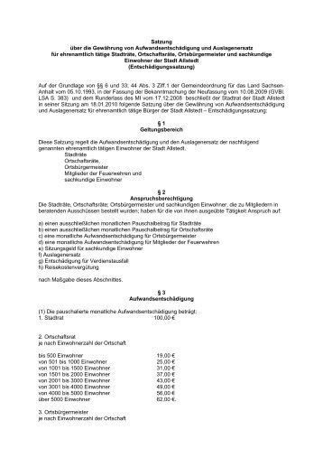Satzung über die Gewährung von ... - Stadt Allstedt