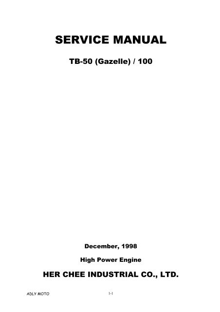 Adly Gazelle (TB-50, TB-100) servicemanual - Scootergrisen