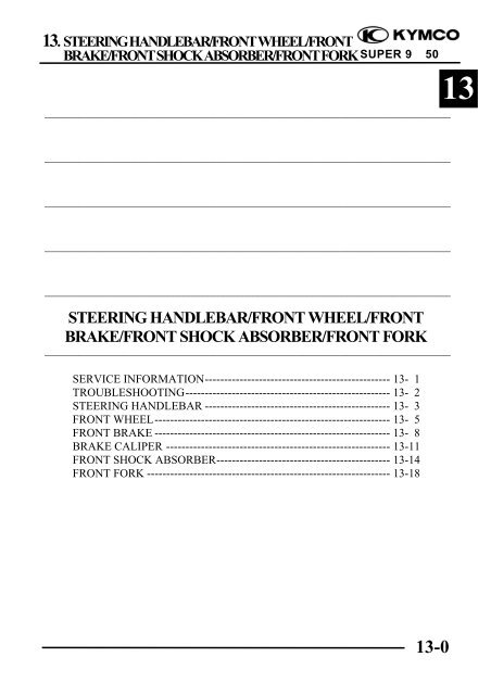 Kymco Super 9 (SH10DA) servicemanual - Scootergrisen