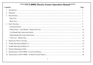 EVT-4000E Electric Scooter Operation Manual - Scootergrisen