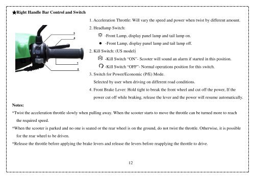 EVT-4000E Electric Scooter Operation Manual - Scootergrisen