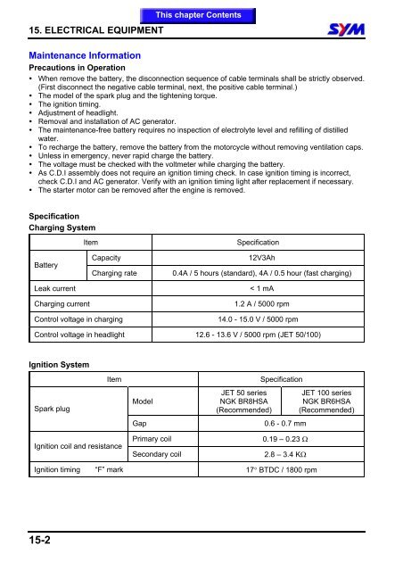 Sym Jet Euro X servicemanual - Scootergrisen