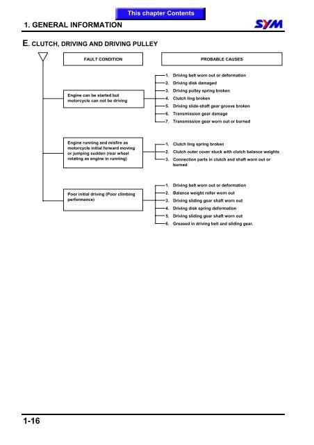 Sym Jet Euro X servicemanual - Scootergrisen