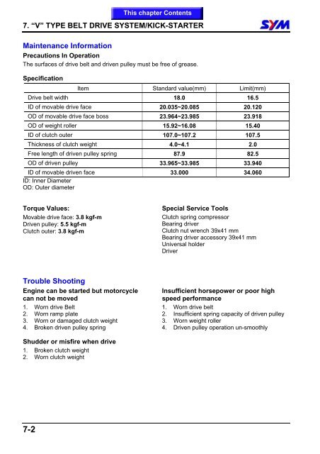 Sym Jet Euro X servicemanual - Scootergrisen