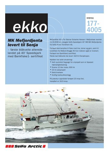 ekko MK Mefjordjenta levert til Senja - Selfa Arctic