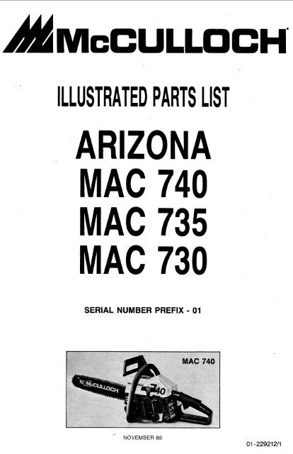 IPL, McCulloch, Mac 740, Mac 735, Mac 730, Arizona, 1988-11 ...