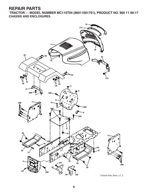 IPL, McCulloch, MC115T94, 96011001701, 2005-01, Tractor