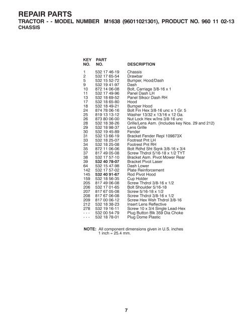 IPL, McCulloch, M1638, 96011021301, 2007-11, Tractor