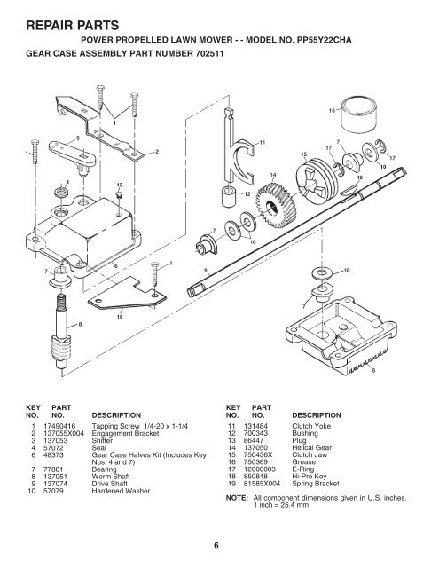 IPL, Poulan, PP55Y22CHA, 2004-03, Lawn Mower