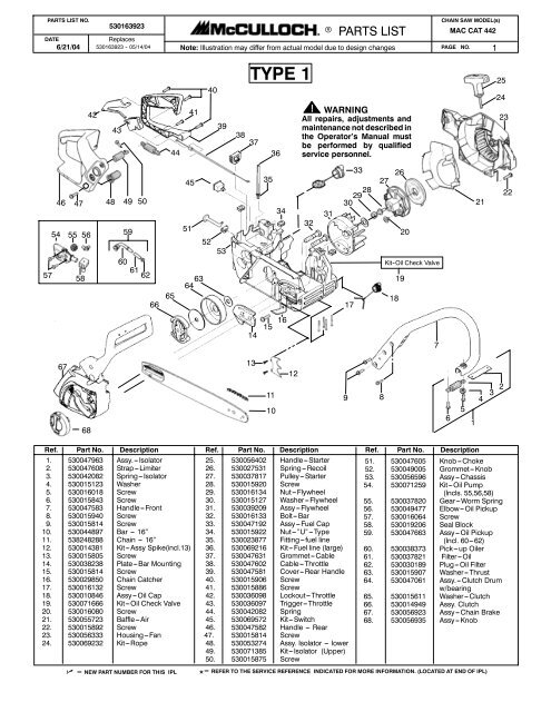 McCulloch MAC CAT 442 Chainsaw - Barrett Small Engine