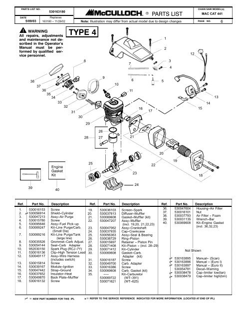 ipl, mccullcoh, mac cat 441, 9528019-10, petrol chainsaw, 2003-009