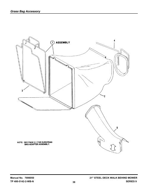 Parts Manual for 21" STEEL DECK WALK BEHIND MOWER SERIES 9