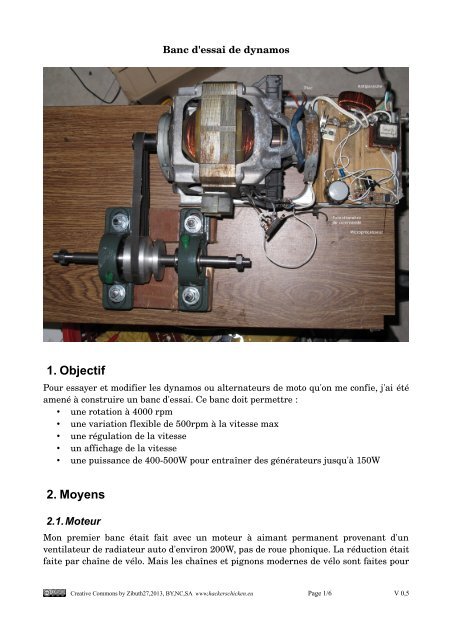 Banc d'essais dynamos - Hackerschicken