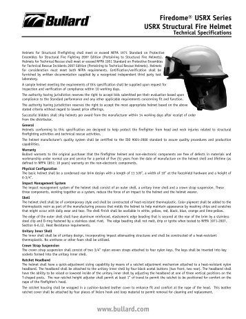 Firedome® USRX Series USRX Structural Fire Helmet www.bullard ...