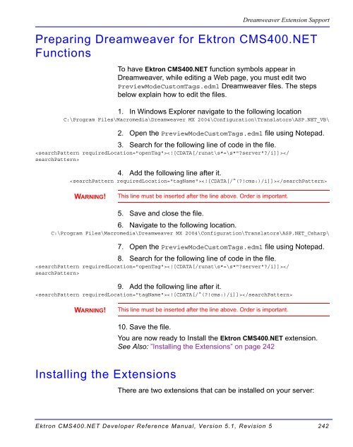 Ektron CMS400.NET Developer Reference Manual