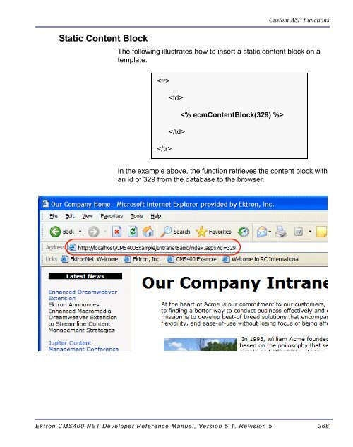Ektron CMS400.NET Developer Reference Manual