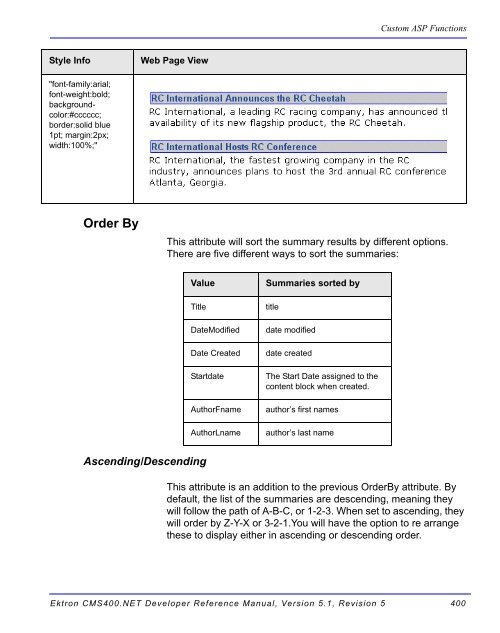 Ektron CMS400.NET Developer Reference Manual