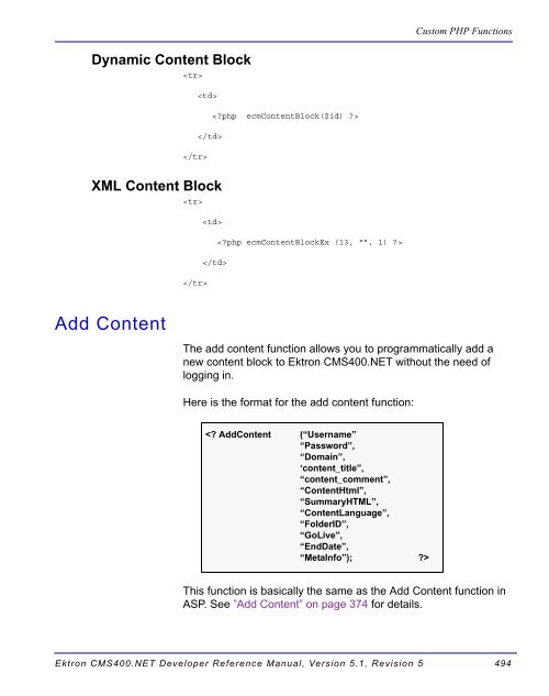 Ektron CMS400.NET Developer Reference Manual