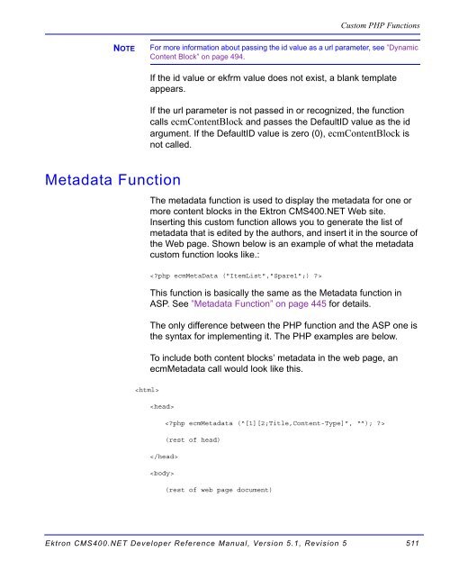 Ektron CMS400.NET Developer Reference Manual