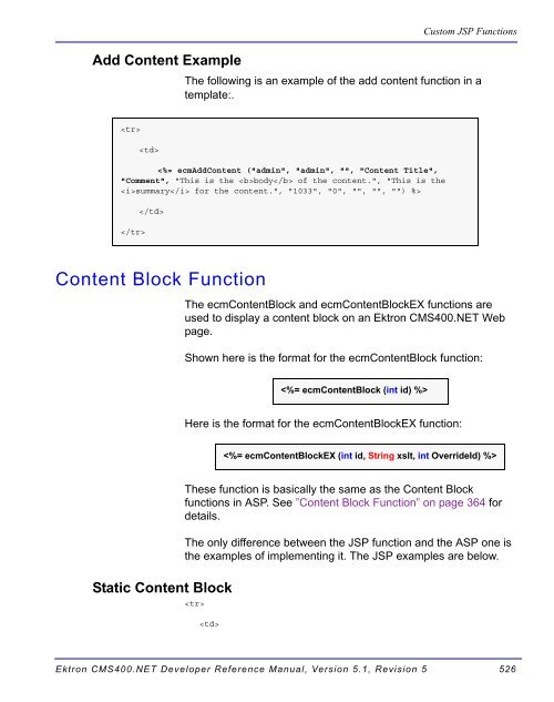 Ektron CMS400.NET Developer Reference Manual