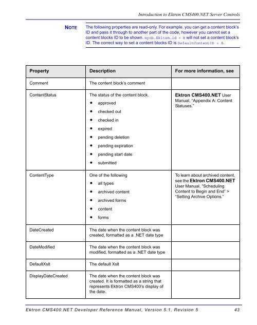 Ektron CMS400.NET Developer Reference Manual