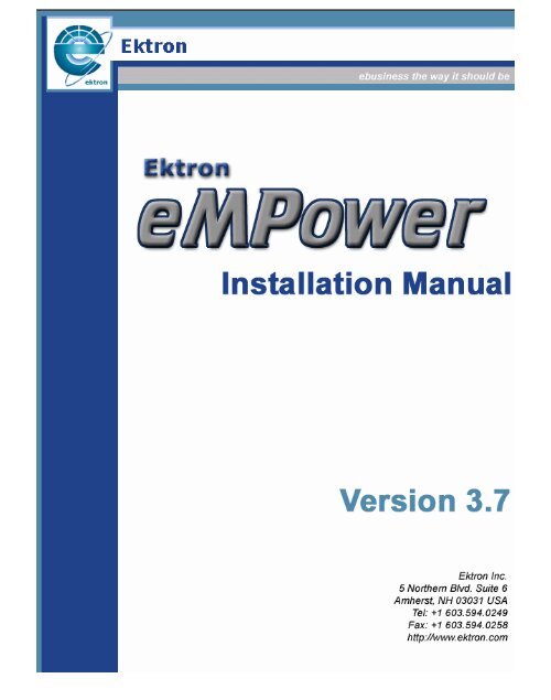 eMPower Installation Manual, Version 3.7 - Ektron