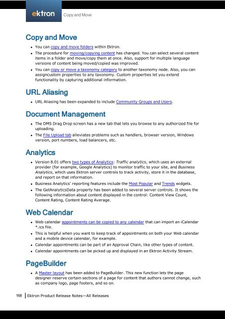 Ektron Product Release Notes - WebHelp - Ektron