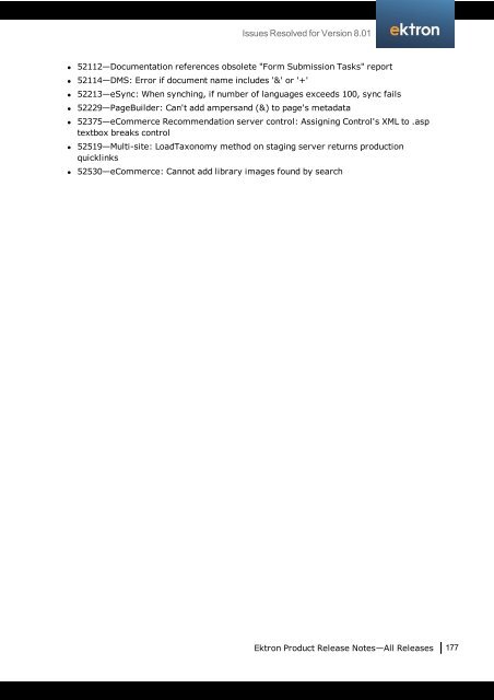 Ektron Product Release Notes - WebHelp - Ektron